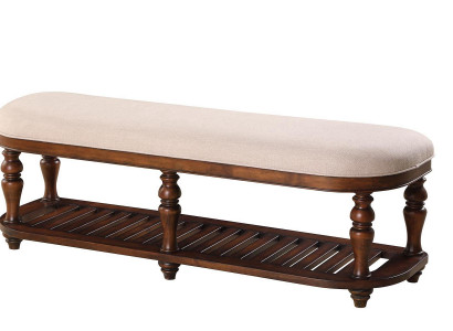 Hocker Polsterhocker Fuß Möbel Wohnen Sitzbänke Sitz Leder Beige Design Textil